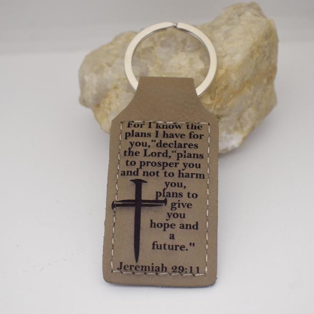 For I Know the Plans Leather Keychain.jpg